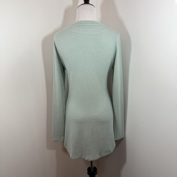 Pure + Good Anthropologie Sweater Top S Belted Tie Waist Ruched Pistachio Cozy - Picture 4 of 11